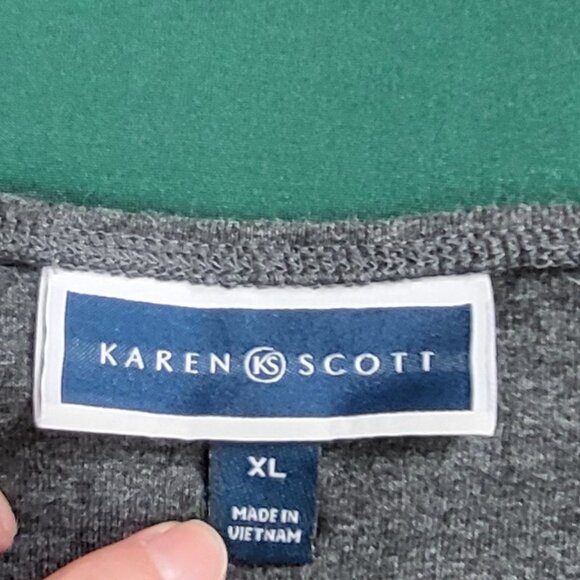 Karen Scott grey long-sleeve Christmas t-shirt with Christmas geese sparkle XL - Picture 8 of 9